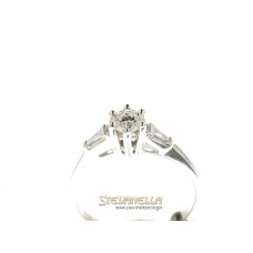 Salvini anello solitario oro bianco con diamante e 2 baguette  referenza 80198263